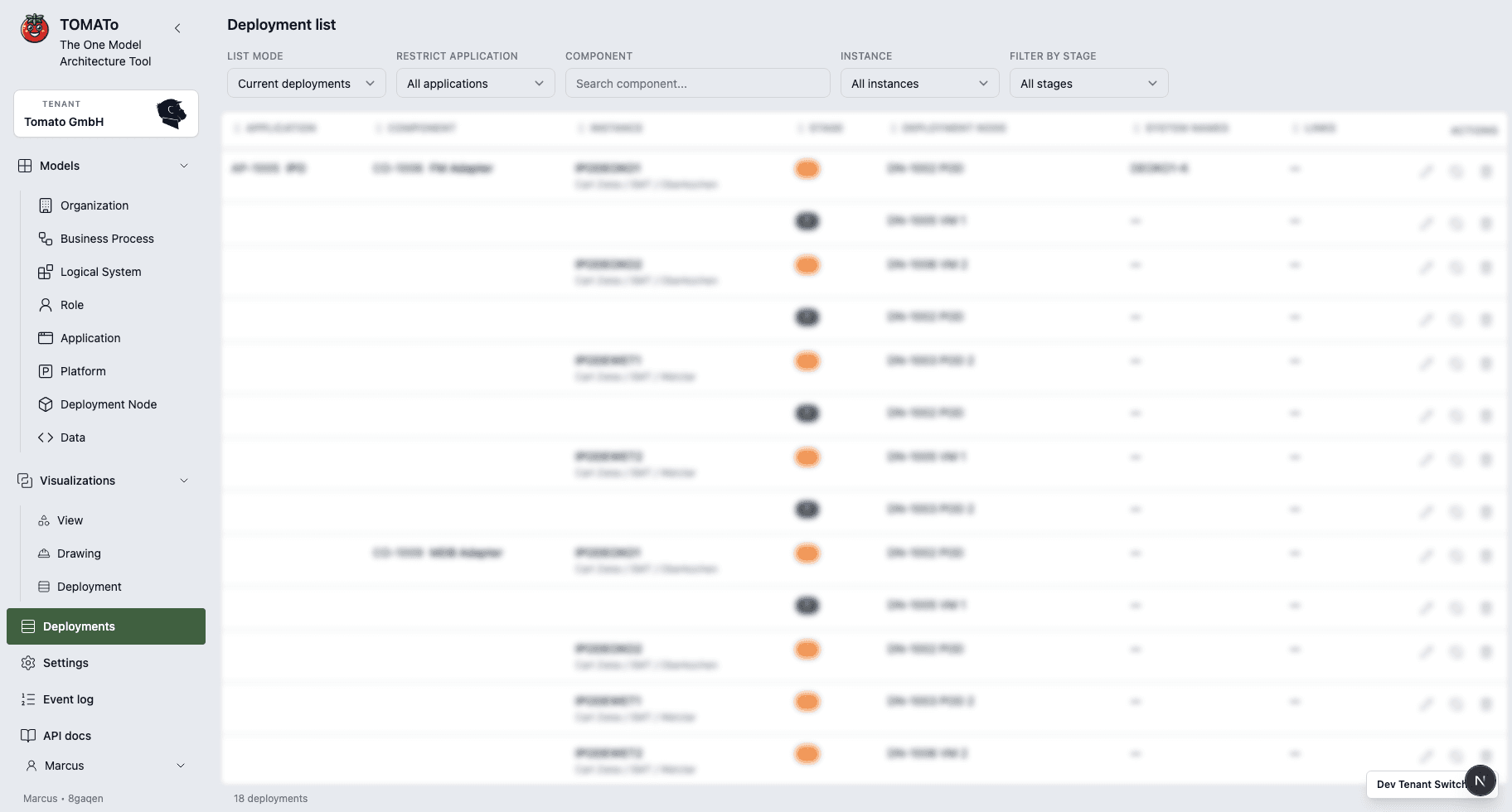 Anonymisierte Deployment-Visualisierung